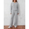 thumbnail image 2 of Gupgi Women Solid Color Tracksuit 2 Piece Spring Ribbed Outfits Short Hoodies Loose Pants, 2 of 8