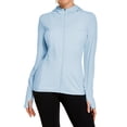 thumbnail image 5 of Pinspark Women's UPF 50+ Sun Protection Hoodie Jacket Cooling Long Sleeve Athletic Running Shirt Lightweight Full Zip Workout Top for Hiking Travel, 5 of 6