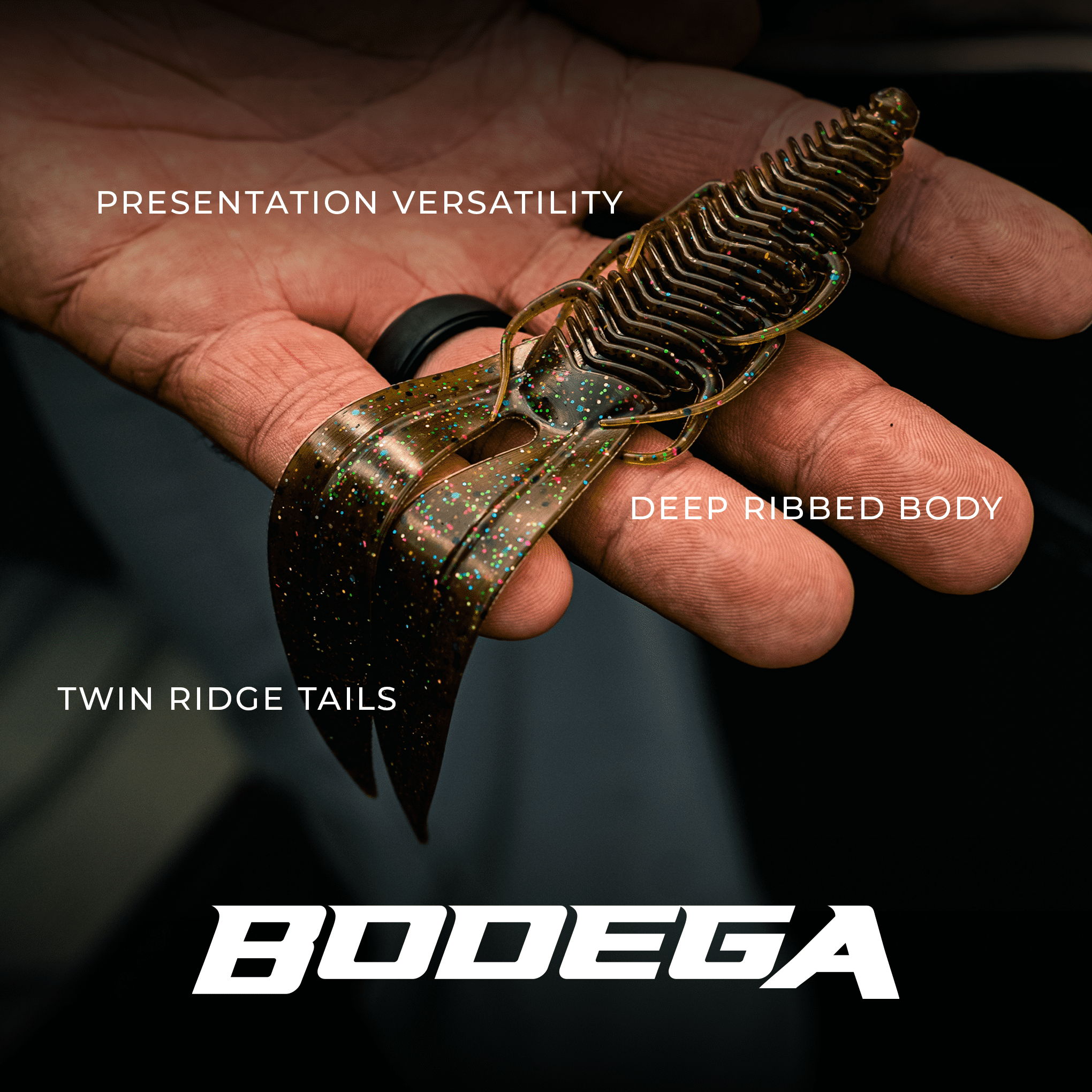 6th Sense Bodega 3.5 in Soft Plastic Creature Bait Twin Ridge Tail Action Bass Fishing Lure, Made in