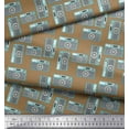 thumbnail image 2 of Soimoi Brown Georgette Viscose Fabric Camera & Dots Decor Fabric Printed Yard 42 Inch Wide, 2 of 3