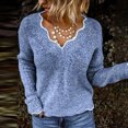 thumbnail image 1 of PVCS Blouse Rétro Décontractée pour Femmes, Couleur Unie, Col en V, Manches Longues, Brodée, T-shirt, Chandail, 1 of 7