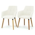 thumbnail image 3 of 3 Piece Dining Set, 2 Modern Style Solid Wood Alba Armchairs w Round Dining Table, Kitchen Set for Two, Modern Armchairs and Round Table, Dining Table Set, Cream Color, 3 of 10