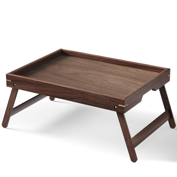 Walnut Wood Bed Tray Table with Folding Legs,Breakfast Trays,Serving Tray for Food and Snack,Laptop Trays for Working