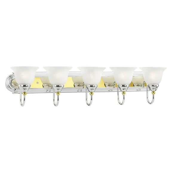 Livex Lighting Belmont Chrome and Polished Brass 5 Bath Light in Multi-Color