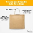 thumbnail image 3 of Fresno Eco Friendly Jute Tote Bags Set of 10, Bulk Pack - Reusable, Great for Tradeshows, Grocery, Shopping and Outdoor Events - Light Beige, 3 of 5