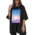 thumbnail image 4 of Plus Size Shirt for Women Black Tops for Women Oversized Short Sleeves Shirt for Women Sky T Shirt Crewneck Shirt for Women 3XL, 4 of 5