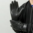 thumbnail image 5 of CMrtew Winter Sheepskin Leather Gloves for Men, Winter Sheepskin Warm Gloves Korean High Sense Men Plus Windproof Sports Driving Leather Gloves, Warm Touchscreen Gloves with Lining, 5 of 6