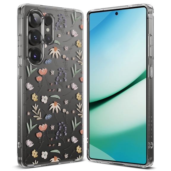 Ringke Fusion Design for Galaxy S25 Ultra Case, Floral 3D Pattern Shockproof Lightweight Protective Clear Cover - Dry Flowers