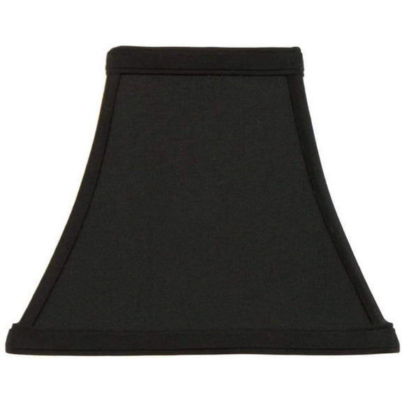 Black Silk with Gold 10 Inch Square Bell Candlestick Lampshade with Washer Fitter 5x10x9