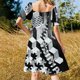 thumbnail image 5 of Vestido de noche de lujo con estampado caleidoscopio de mármol, manga corta, blanco y negro, para mujer, 2025, 5 of 7