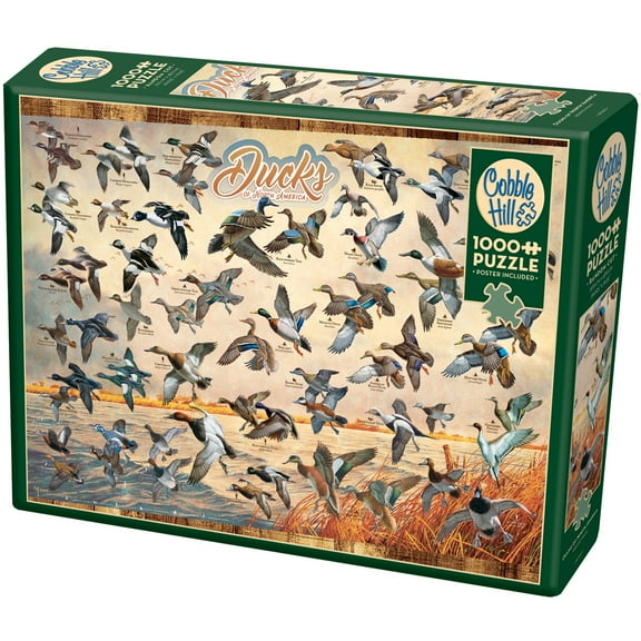 Cobble Hill 1,000 piece puzzle - Ducks of North - reference poster included