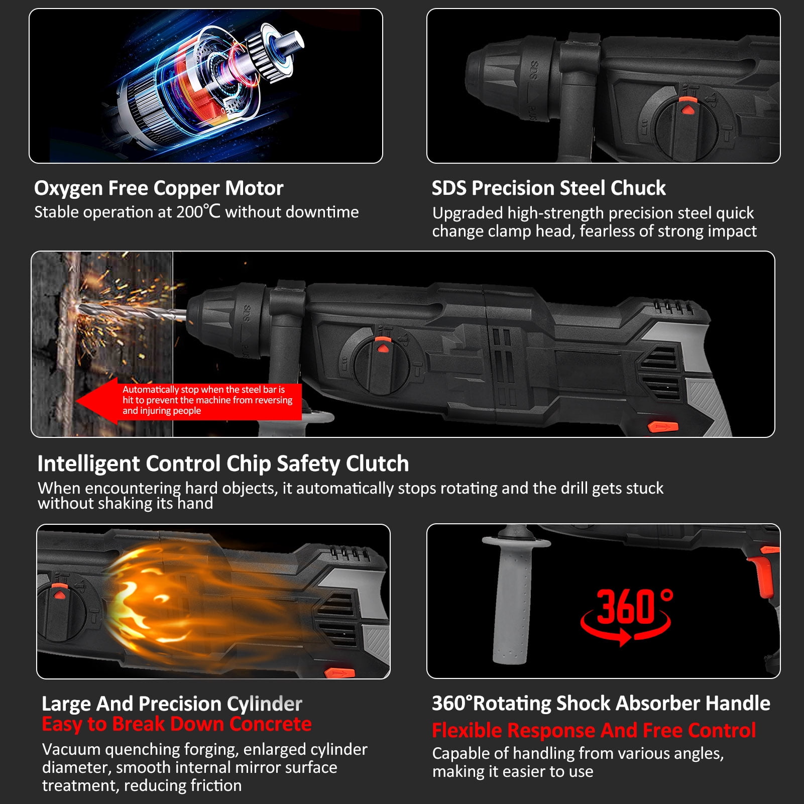 Electric Hammer,With Variable Speeds Hammer With And Safety Clutch Hammer Drill Hammer Drill Hammer Rotary 800w Rotary Dsfen Huiop And Clutch
