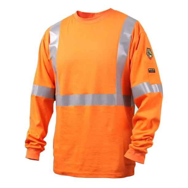 Black Stallion Black Stallion Tf2511 Nfpa 2112 Nfpa 70e Fr Cotton Long Sleeve T Shirt With Reflective Tape Orange X Large Walmart Com Walmart Com