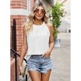 thumbnail image 2 of Spencer Womens Tank Top Loose Fit High Neck Sleeveless Halter Tops Casual Pleated Eyelet Summer Flowy Cami Shirts Blouse (S,White), 2 of 8