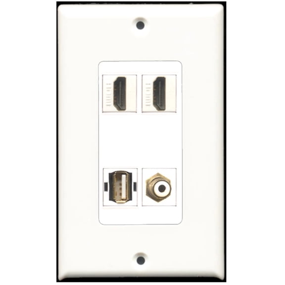 Ultra Spec Cables 2 Port HDMI 1 Port RCA 1 Port USB A-A Wall Plate DecorZ