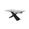 thumbnail image 5 of HomeRoots  30 x 63 x 35 in. Glass & Black Extendable Rectangular Dining Table with X Metal Base, 5 of 6
