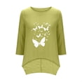 thumbnail image 4 of Blczomt Short Sleeve Women Blouses Linen Summer Green T Shirts Y2K Button Lightweight,XXL, 4 of 8