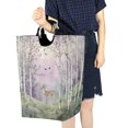 thumbnail image 4 of Yayeee Freestanding Laundry Hamper with Handle Collapsible Large Storage Basket for Clothes, Purple Deer, 4 of 7