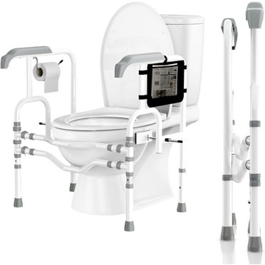 OasisSpace Stand Alone Toilet Safety Rail - Heavy Duty Medical Toilet Safety Frame For Elderly
