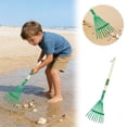 thumbnail image 2 of 1Pcs Leaf Rake, 3 Section Adjustable Handle Lightweight, Wooden Handle Leaf Rake with Metal Tines for Boys & Girls, Kids Garden Rake for Yard Cleaning Activities Use 27.5x5.9 Inch Green, 2 of 8