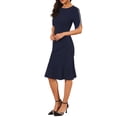 thumbnail image 4 of INSPIRE CHIC Women's Cocktail Dress Mermaid Beaded Sleeves Wedding Guest Formal Bodycon Midi Dresses M Dark Blue, 4 of 6