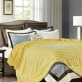 thumbnail image 3 of Chanasya Super Soft Fuzzy Faux Fur Elegant Rectangular Embossed Throw Blanket | Fluffy Plush Sherpa Microfiber Sunny Yellow Blanket for Bed Couch Living Room Fall Winter Spring (50" x 65") - Yellow, 3 of 5