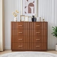thumbnail image 3 of Wirrytor 8 Drawer Fluted Double Bedroom Dresser, Modern Chest of Drawers with Curved Sides, Large Capacity Closet Storage Cabinet, Walnut, 3 of 10