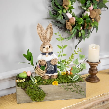 Northlight Boxed Garden Arrangement with Bunny Easter Decoration - 17.25"