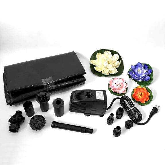 Water Garden Fountain KOI Pond KIT Liner & 620 GPH Pump 13 x 15   Lilies