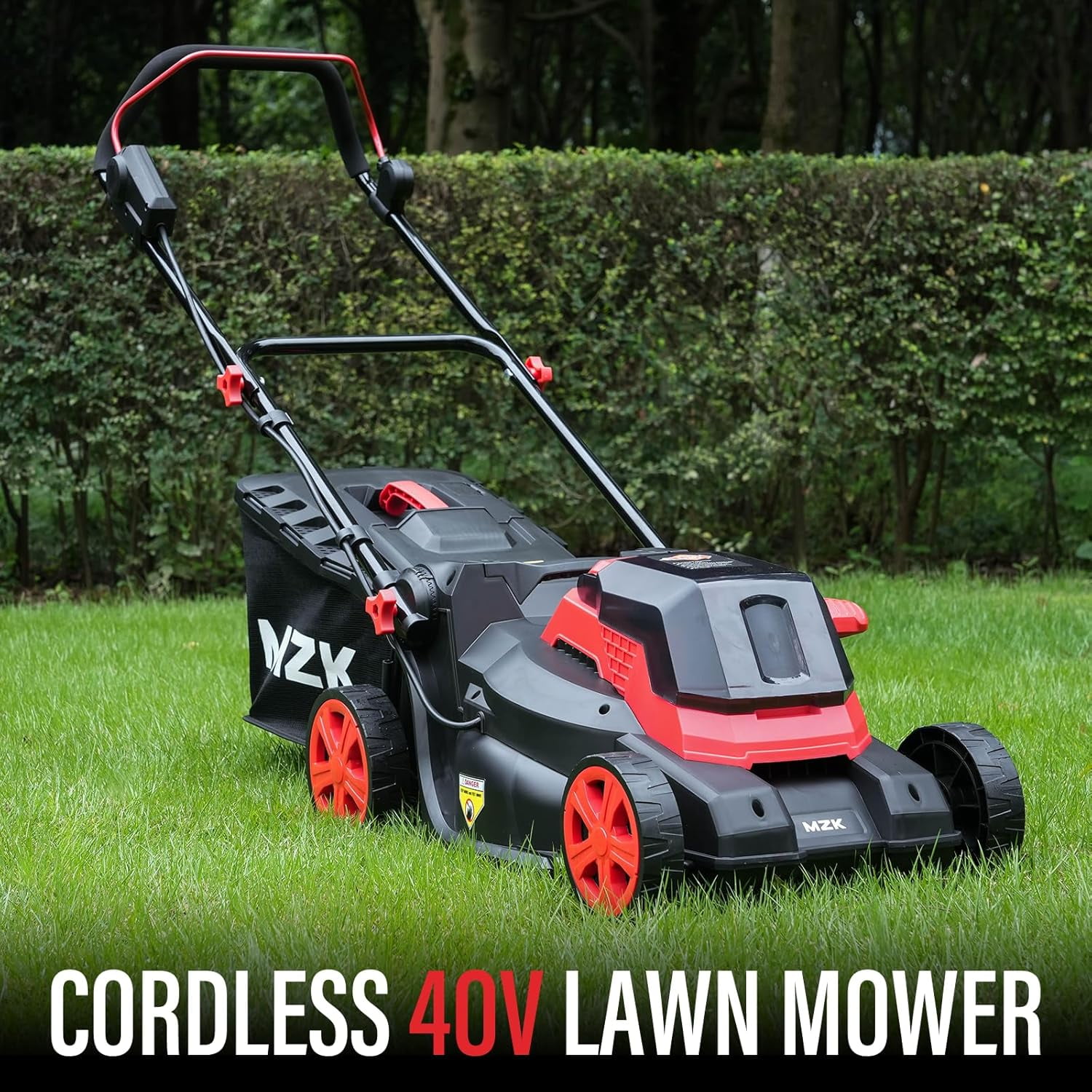 MZK 40V 13”Cordless Electric Lawn Mower,with 4-Position Height Adjustment,Compact and Lightweight Push Battery Powered Lawn Mower (2 * 4AH Batteries)
