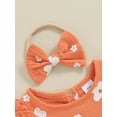 thumbnail image 6 of Suealasg Baby Girl 2Pcs Summer Outfits 3 6 12 18 Months Infant Short Sleeve Floral Print Frill Romper +Headband Set Newborn Girl Clothes, 6 of 7