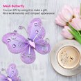 thumbnail image 5 of 100 mariposas de lentejuelas de hilo de malla transparente, mariposa morada, nailon, delicadas piedras preciosas, decoración de prendas, suministros para fiestas, bodas, tema de mariposas (púrpura), 5 of 5