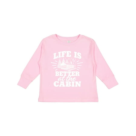 

Inktastic Life is Better at the Cabin with Trees and Moon Gift Toddler Boy or Toddler Girl Long Sleeve T-Shirt