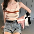 thumbnail image 5 of Women's Tanks Vest Croptop Striped Color Block Knitted Camisole Summer Camis Women Casual Tank Tops Vest Sleeveless blusas, 5 of 5