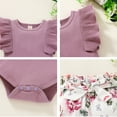 thumbnail image 2 of Younger Tree Toddler Baby Girl Summer Short Sleeve Romper Shorts Headband Clothes Outfits Set for 0-3 Months, 2 of 7