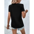 thumbnail image 2 of Camiseta de cuello redondo con contraste de Color para mujer, camisetas holgadas para mujer, Tops informales para diario, ropa de calle de tendencia 2023, 2 of 5