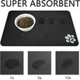 thumbnail image 2 of Pet Cat Food Mats for Dog Food Mat, Cat Mat for Food, Pet Dog Cat Feeding Mat Eating Mat Pet Dog Cat Bowl Mats, Non-Slip Super Absorbent, with Footprints Logo，24 x 16.9 inches, Black, 2 of 6