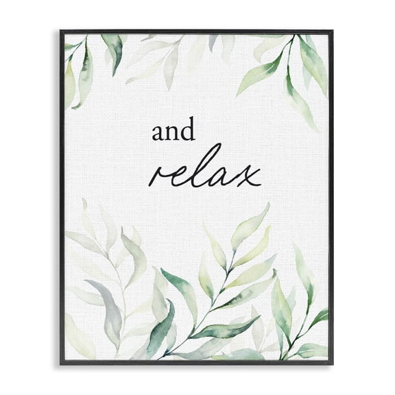 And Relax Soothing Greenery Black Framed Giclee Art, design by Lettered and Lined