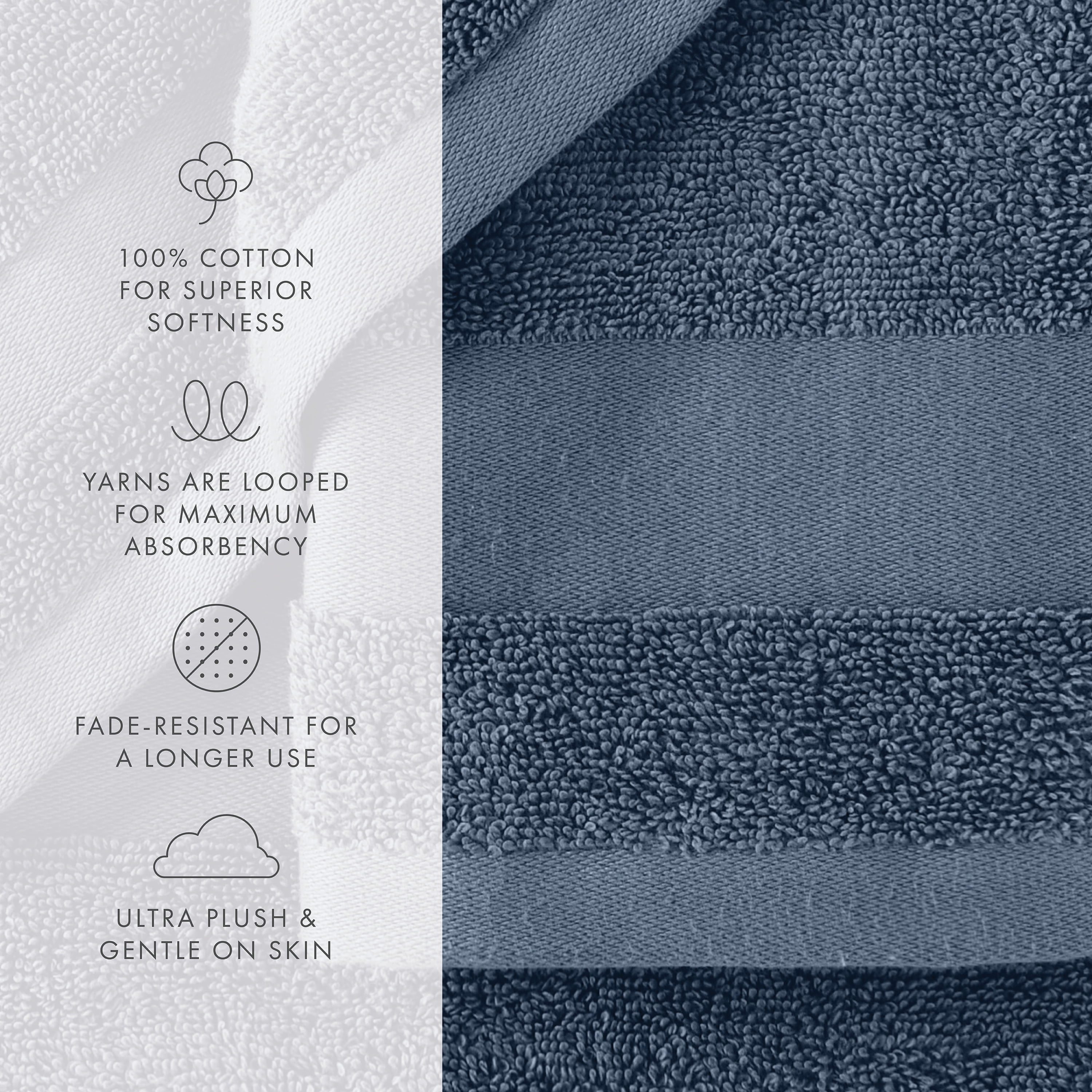 Noble Linens 4 pack Essential Cotton Bath Towels