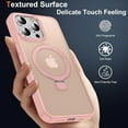 thumbnail image 5 of Magnetic for iPhone 15 Pro Max Case with Ring Stand, [10 FT Drop Protection] [Velvety Touch] Slim Translucent Matte Back Shockproof Phone Case for iPhone 15 Pro Max 6.7'', Pink, 5 of 14