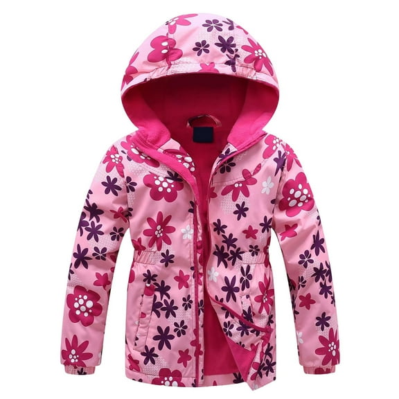 Kiijoy Girls Trench Coat Outdoor Windbreaker Outerwear Winter Jacket, Sizes 2-3