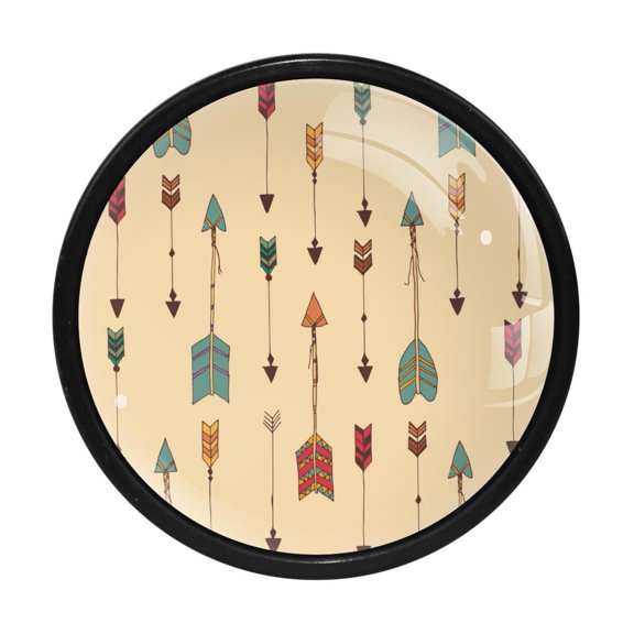 4 Pcs Tribal Arrow Knobs for Kitchen Cabinet Cupboard Dresser Bookcase Drawer Pulls Handles Round Home Decor