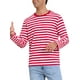 thumbnail image 4 of Camisetas de manga larga de hombre INSPIRE CHIC con patrón a rayas, cuello redondo, corte regular, camiseta de pullover L roja y blanca, 4 of 5