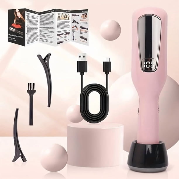 Cortadora de pelo eléctrica profesional recargable portátil, recortadora, set de corte de puntas con removedor de puntas abiertas - Carga USB-C, batería de litio de 500Mah