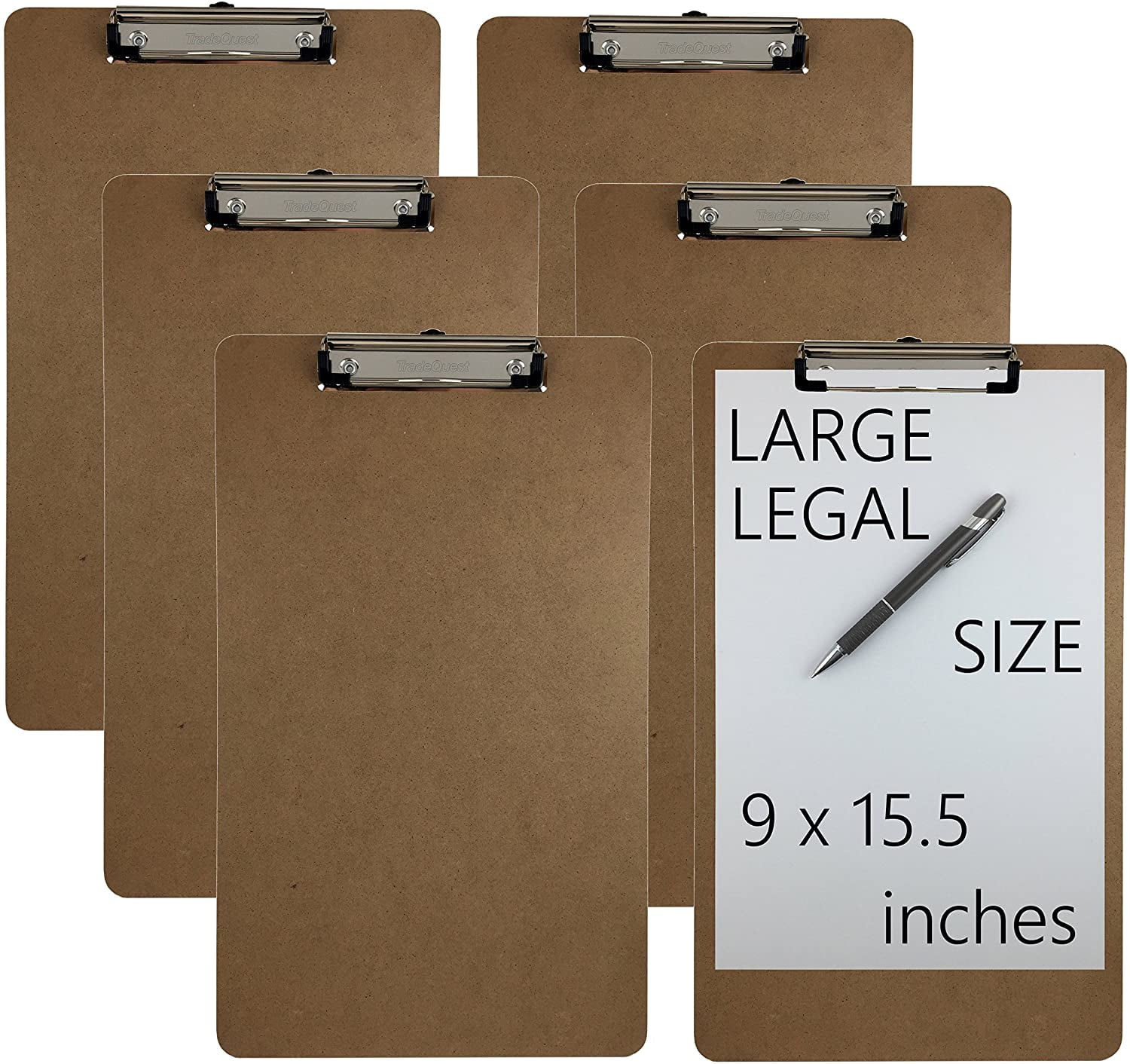 Trade Quest Legal Size Clipboard 9'' x 15.5'' Low Profile Clip
