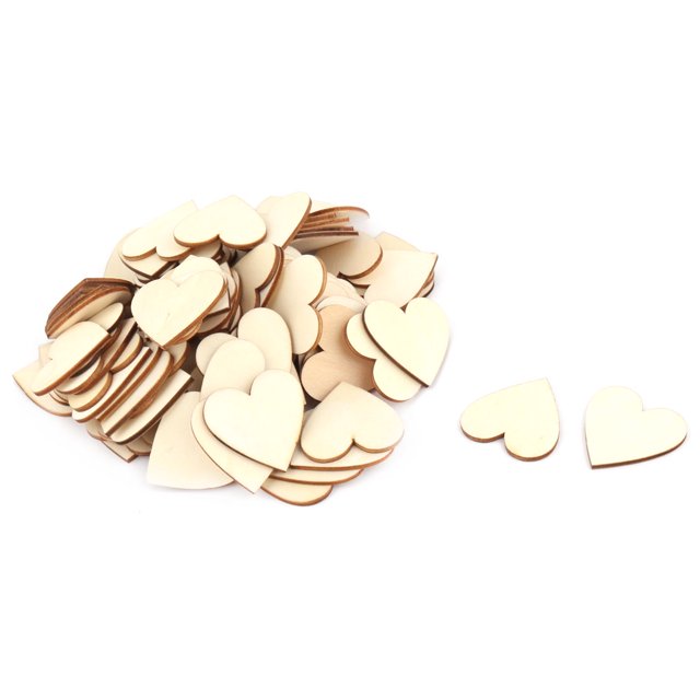 100Pcs Cortes De Bricolaje Beige Para Boda Amor De Madera En Forma De Corazón Decoración Artesanal Unique Bargains madera artesanal sin terminar