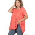 thumbnail image 4 of TheLovely Women & Plus Round Neck Brushed DTY Short Sleeve Ruched Tunic Blouse Top, 4 of 5