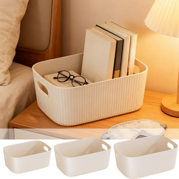 Caja De Almacenamiento De Plástico Caja organizadora de cocina de plástico, 30x20x12cm, para snacks y utensilios, color beige, 1 unidad Rkxzt