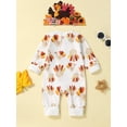 thumbnail image 5 of Newborn Baby Girl Onesie Ribbed Knit Romper 3M 6M 12M 18M 24M Long Sleeve Button Solid Bodysuit Jumpsuit Fall Winter Clothes Thanksgiving Romper, 5 of 10