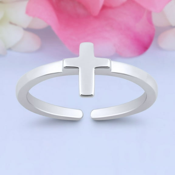 7mm Cross Toe Band Ring 925 Sterling Silver Thin Adjustable Stylish Rings For Women
